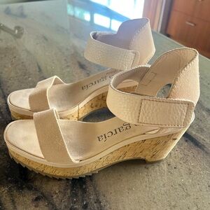 Pedro Garcia Franses Wedge Sandals -  Size 38.5 - Shell Pink - Perfect Neutral